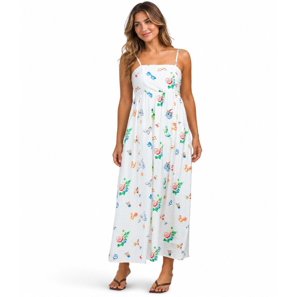 RACHEL ZOE Womens New Maxi Dress Smocked US 10 Novelty‎ Print Resort